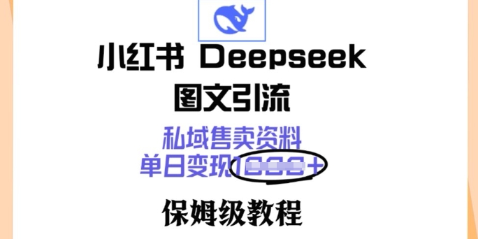 小红书Deepseek图文引流，私域售卖资料，单日变现多张，保姆级教程-云悦网创｜知识付费