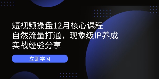 短视频操盘12月核心课程：自然流量打通，现象级IP养成，实战经验分享-云悦网创｜知识付费