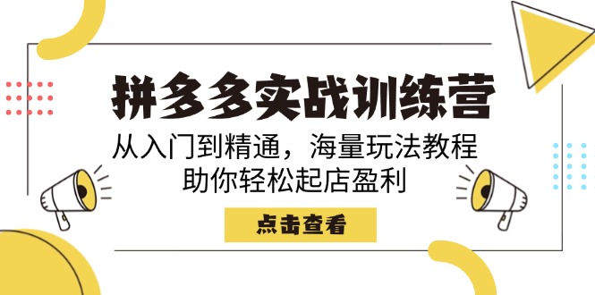 （14392期）拼多多实战训练营，从入门到精通，海量玩法教程，助你轻松起店盈利-云悦网创｜知识付费