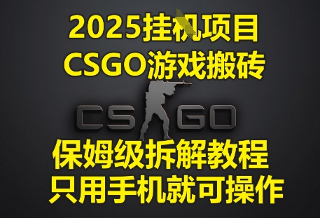 2025挂G项目，CSGO游戏搬砖，保姆级拆解教程，只用手机就可操作【揭秘】-云悦网创｜知识付费
