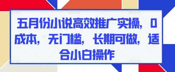 五月份小说高效推广实操，0成本，无门槛，长期可做，适合小白操作-云悦网创｜知识付费
