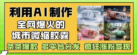 利用AI制作全网爆火的城市微缩胶囊，条条爆款， 多平台分发，疯狂涨粉变现-云悦网创｜知识付费