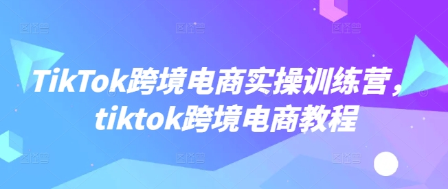 TikTok跨境电商实操训练营，tiktok跨境电商教程-云悦网创｜知识付费