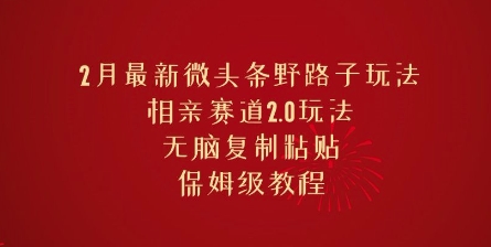 2月最新微头条野路子玩法，相亲赛道2.0玩法，无脑复制粘贴，保姆级教程-云悦网创｜知识付费