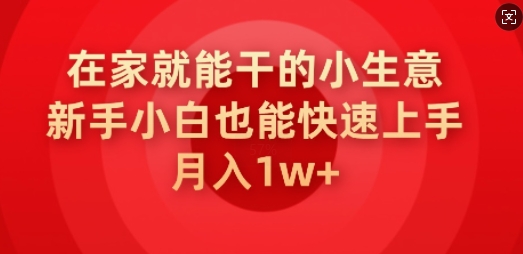 在家就能干的小生意，新手小白也能快速上手，月入1w-云悦网创｜知识付费