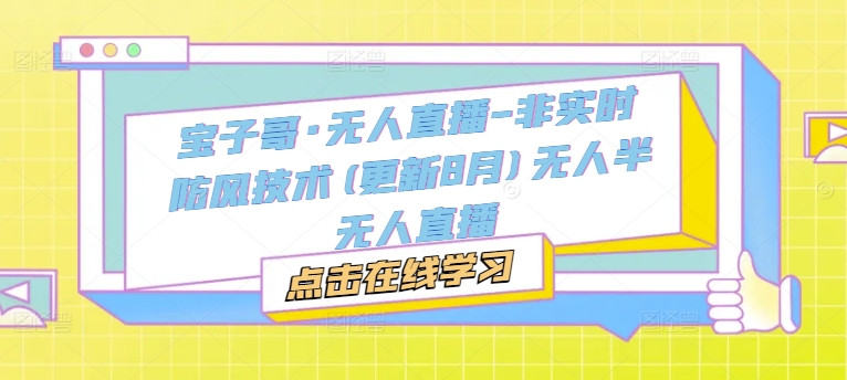 宝子哥·无人直播-非实时防风技术(更新25年5月)无人半无人直播-云悦网创｜知识付费