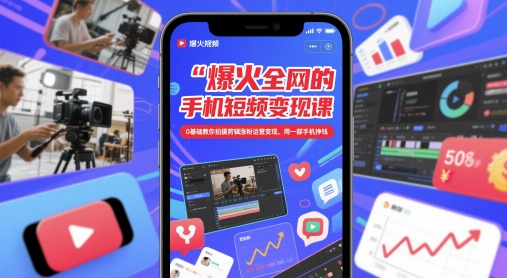 爆火全网的手机短视频变现课，0基础教你拍摄剪辑涨粉运营变现，用一部手机挣钱-云悦网创｜知识付费