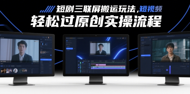 短剧三联屏搬运玩法，短剧搬运轻松过原创实操流程-云悦网创｜知识付费