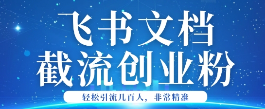 利用飞书文档截流创业粉轻松引流200+-云悦网创｜知识付费