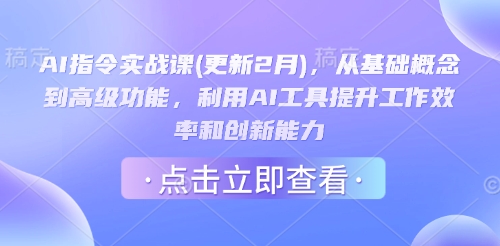AI指令实战课(更新2月)，从基础概念到高级功能，利用AI工具提升工作效率和创新能力-云悦网创｜知识付费