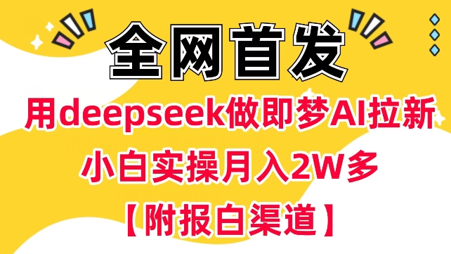 用deepseek做即梦Ai拉新 小白实操月入过W+【附报白渠道】-云悦网创｜知识付费