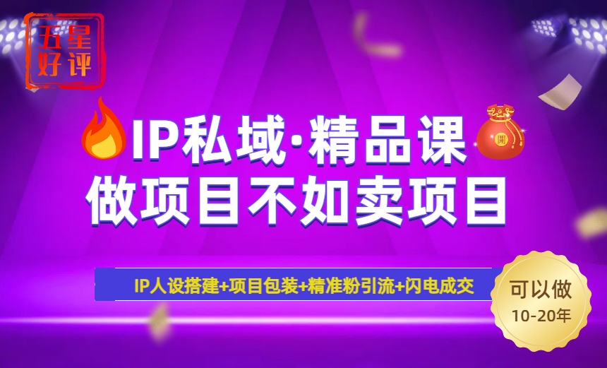 （14406期）2025年“IP私域·密训精品课”，日赚3000+小白避坑年赚百万，暴力引流…-云悦网创｜知识付费