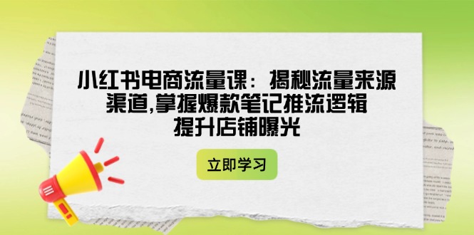 （14318期）小红书电商流量课：揭秘流量来源渠道,掌握爆款笔记推流逻辑,提升店铺曝光-云悦网创｜知识付费