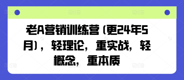 老A营销训练营(更25年4月)，轻理论，重实战，轻概念，重本质-云悦网创｜知识付费