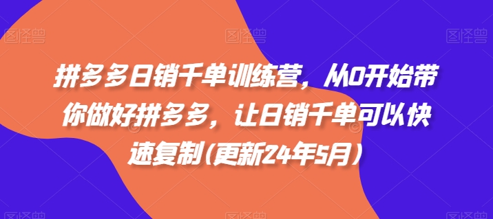 拼多多日销千单训练营，从0开始带你做好拼多多，让日销千单可以快速复制(更新25年5月)-云悦网创｜知识付费